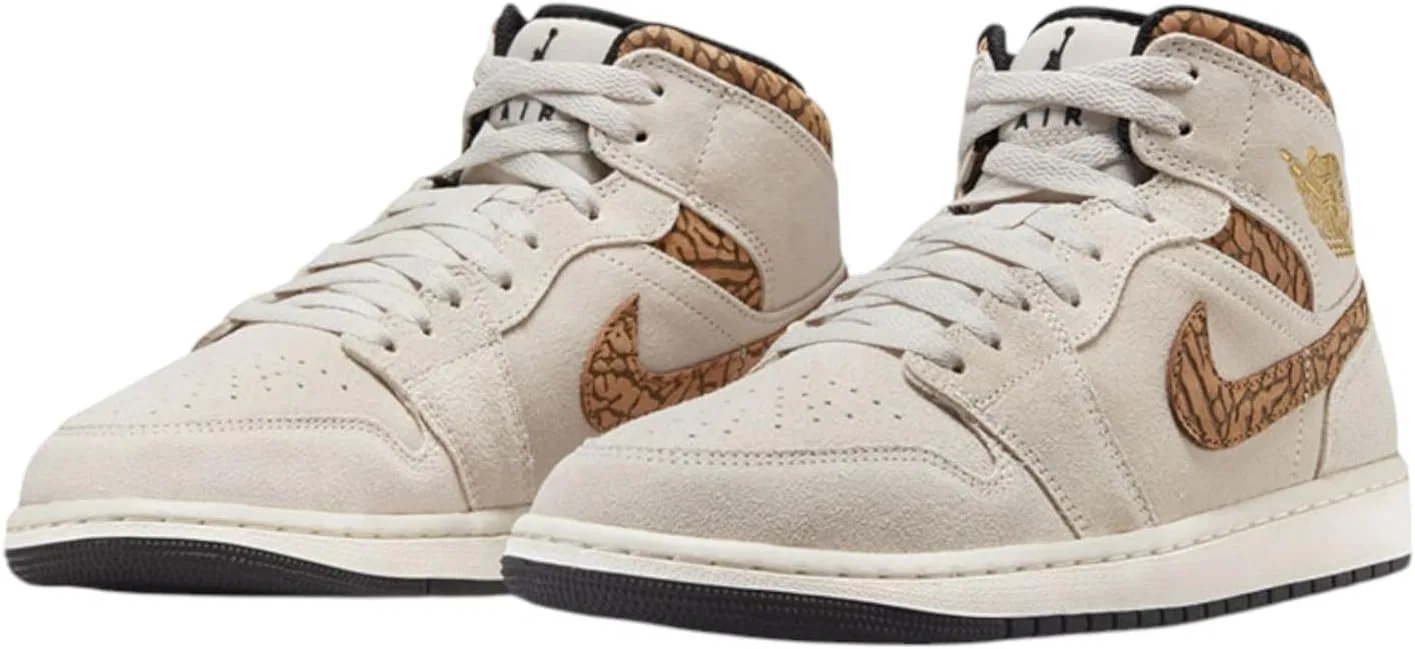 Кроссовки мужские Nike Air Jordan 1 Mid SE, Lt Orewood Brown Metallic Gold — фото 2
