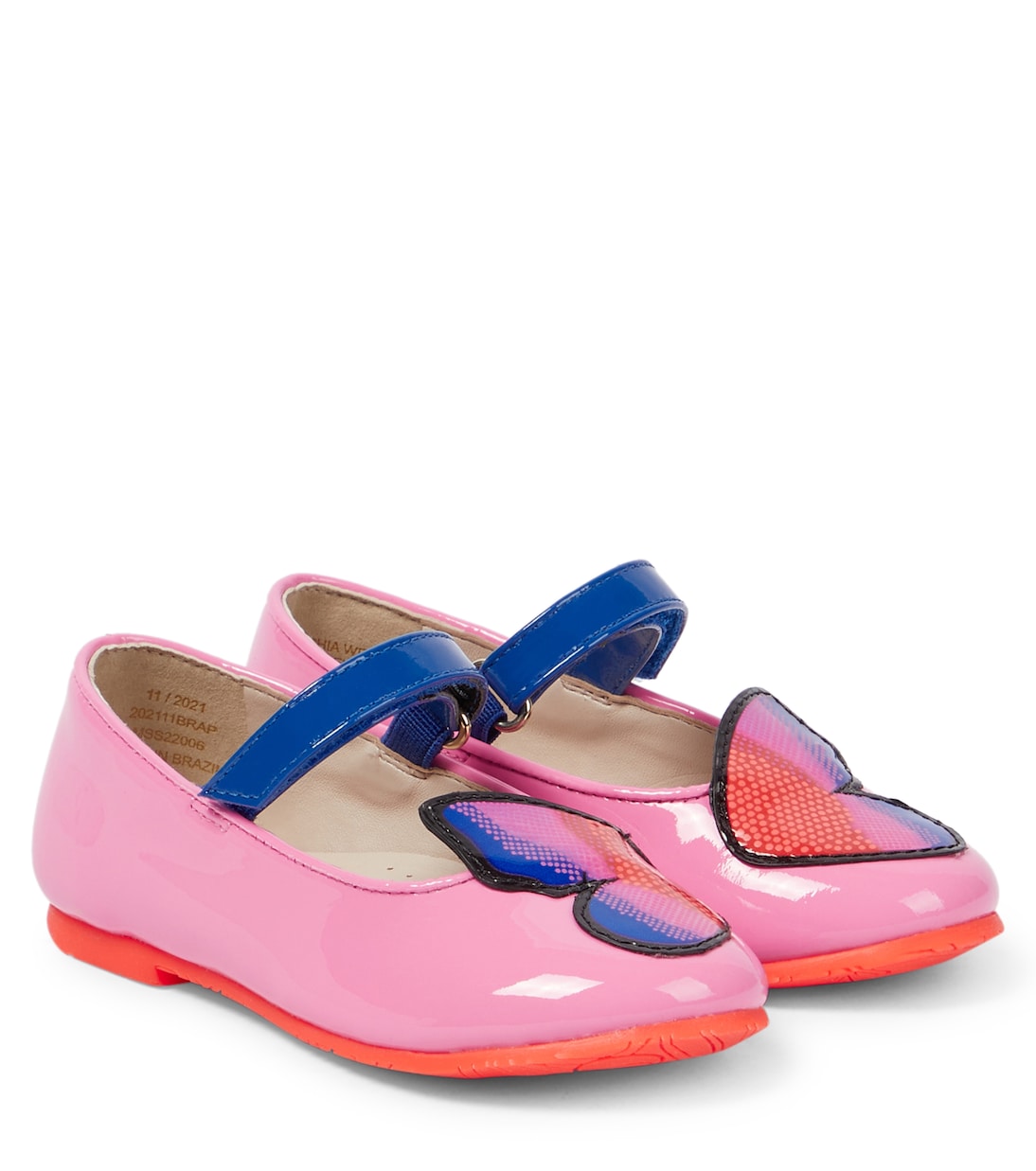 

Туфли-лодочки из лакированной кожи с бабочкой Sophia Webster Mini, Pink & Multi Fluro