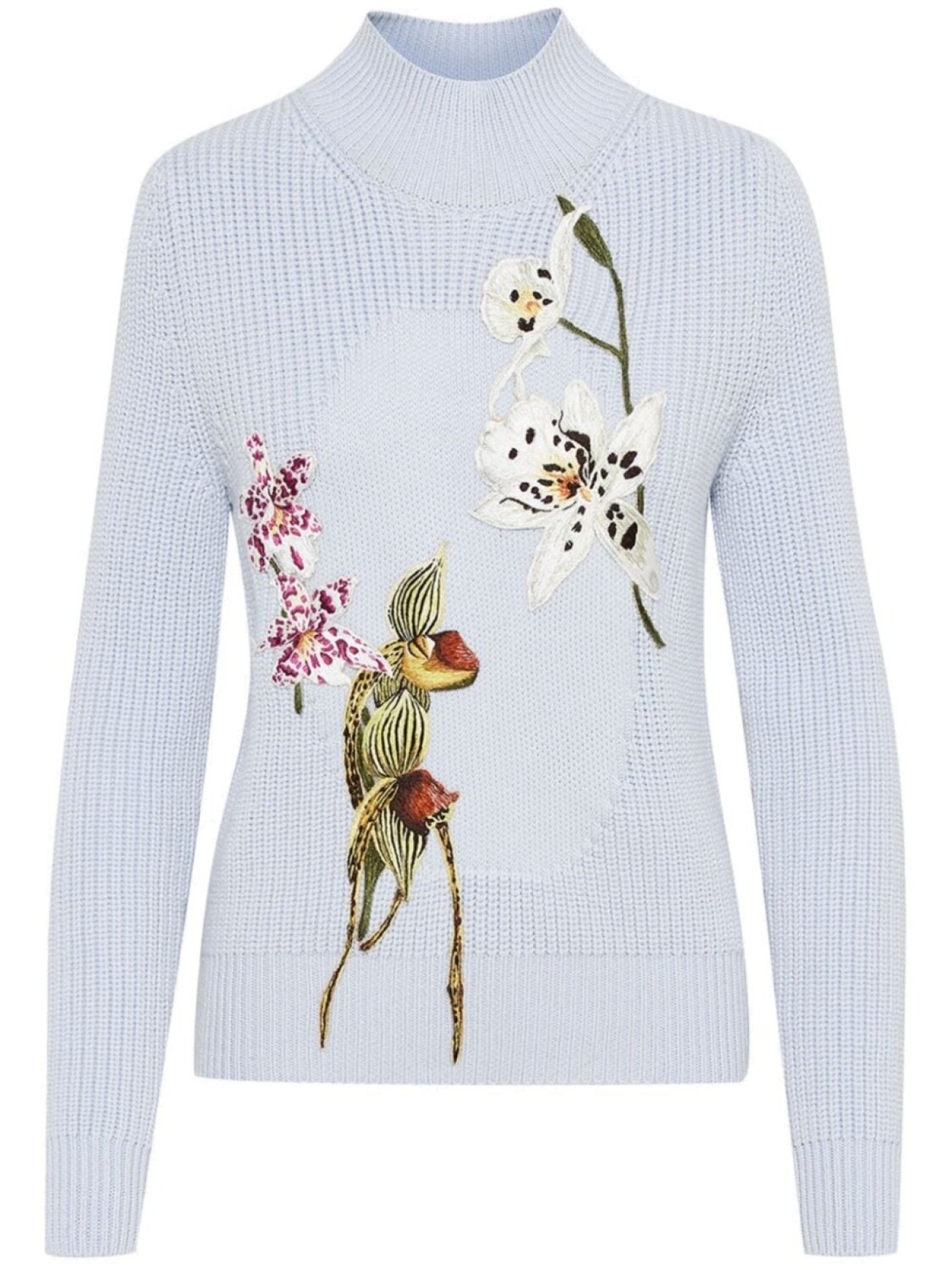 

Oscar de la Renta джемпер с вышивкой Orchid, синий