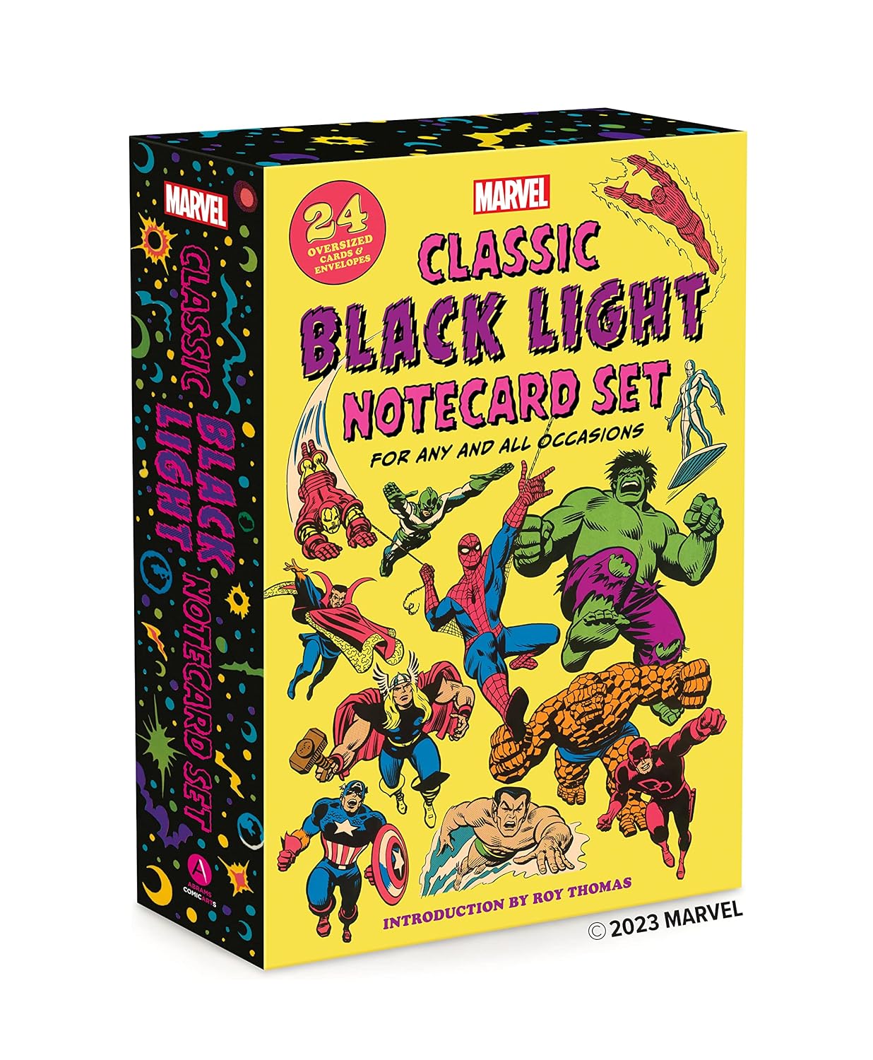 

Marvel Classic Black Light Notecard Set: 24 Oversized Cards + Envelopes for Any and All Occasions (Harry N. Abrams)
