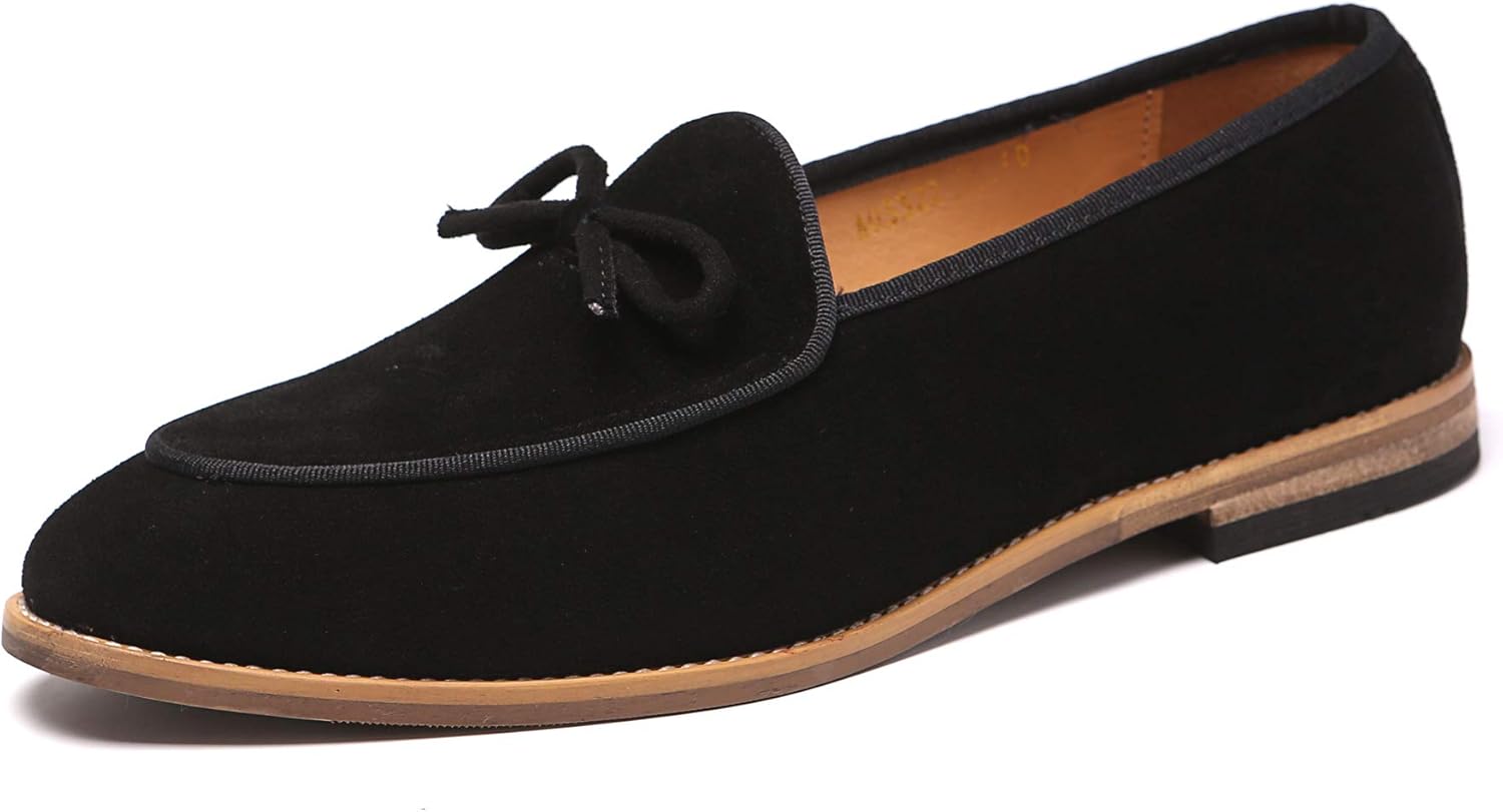 

Мужские повседневные лоферы Santimon с кисточками, слипоны с бантом, мокасины, лодочные туфли, черный