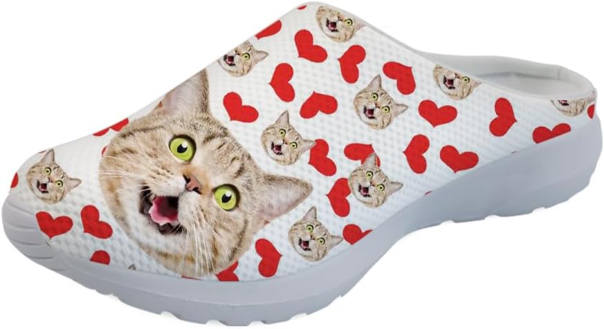 

Кроссовки Forchrinse Christmas с Санта-Клаусом и снежинкой для женщин, мюли, сетчатые слипоны, мужские садовые сабо, рождественская обувь для прогулок, для дома, работы и спортзала, Cute Cat