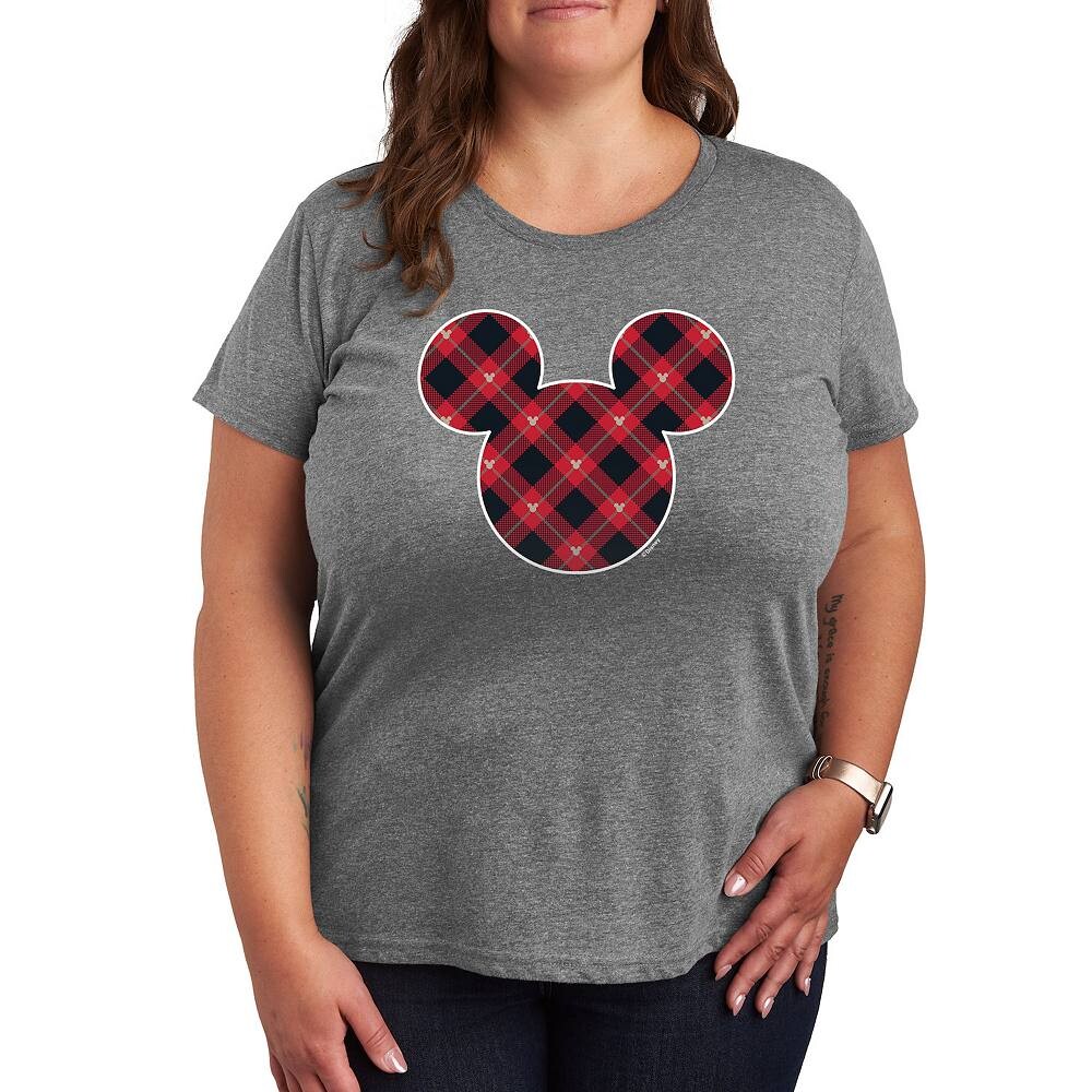 

Клетчатая футболка Disney's Mickey Mouse Plus с графическим рисунком, цвет Heather Gray