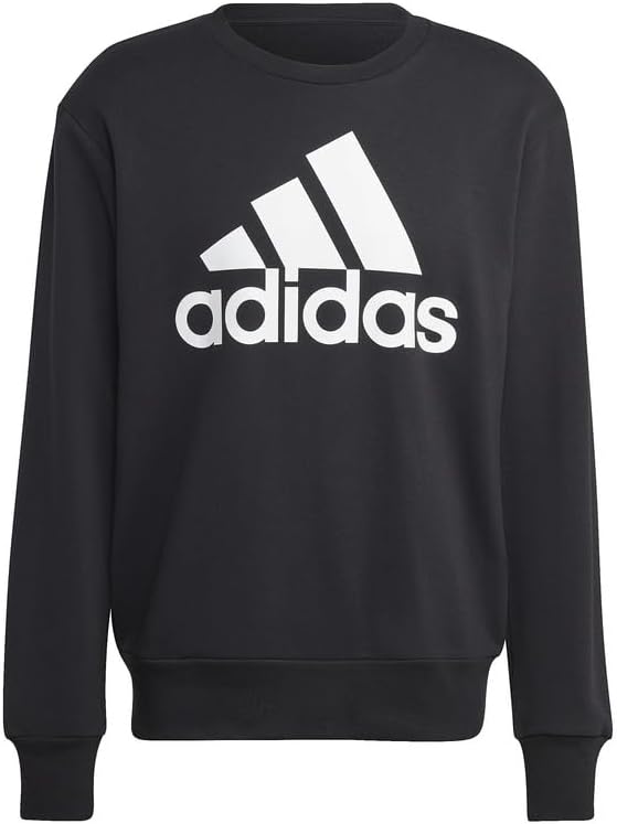 Мужская толстовка adidas ECR07 Sweat Essentials из французского махрового трикотажа с большим логотипом, черный — фото 2