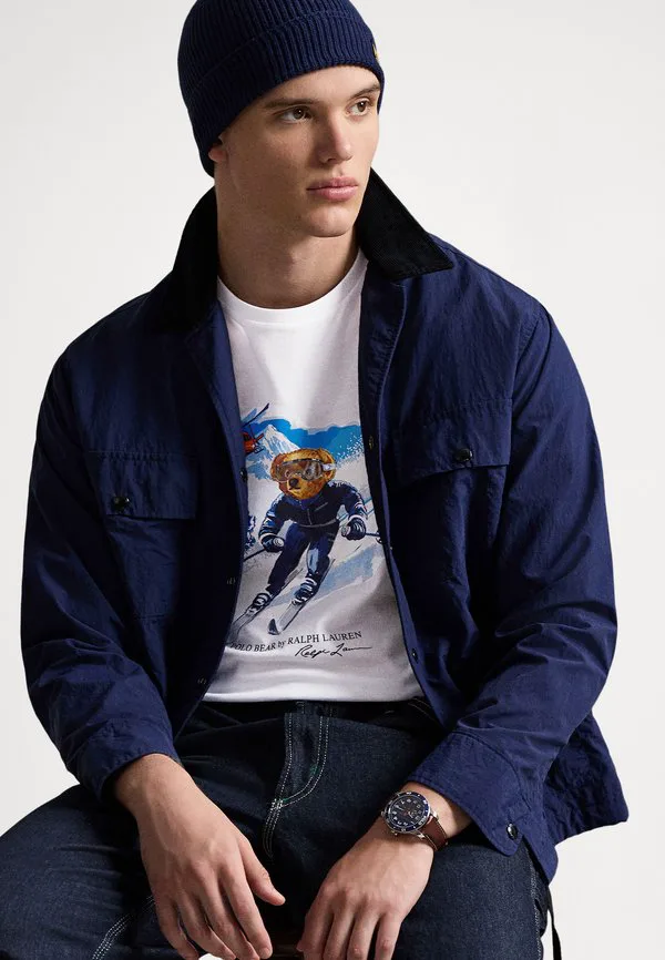 Футболка-Поло приталенного кроя с принтом медведя. Polo Ralph Lauren, White — фото 4