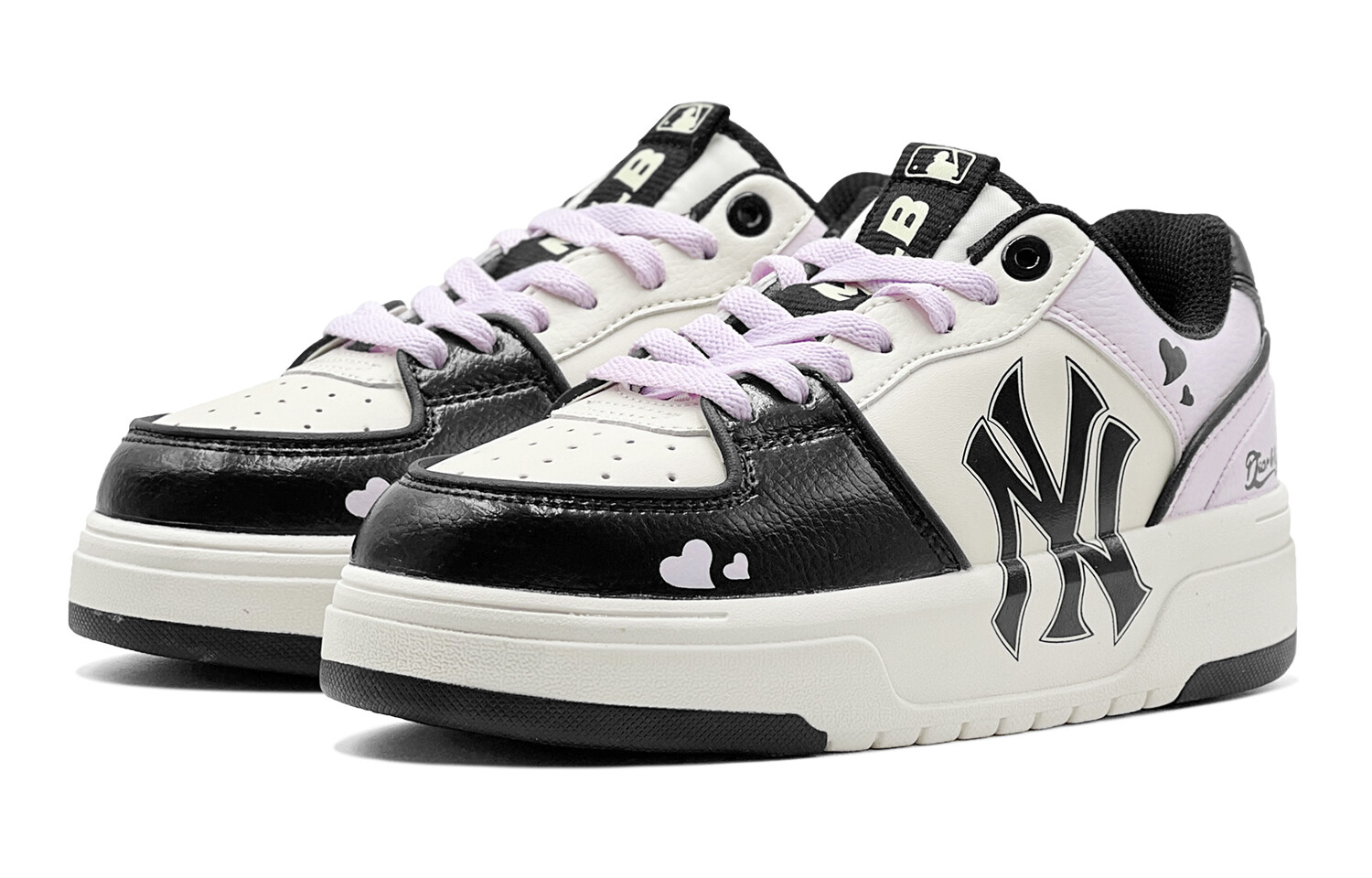 Кроссовки MLB Chunky Liner Skateboarding Shoes Unisex Low-top Black/white, цвет Light Lavender — фото 4
