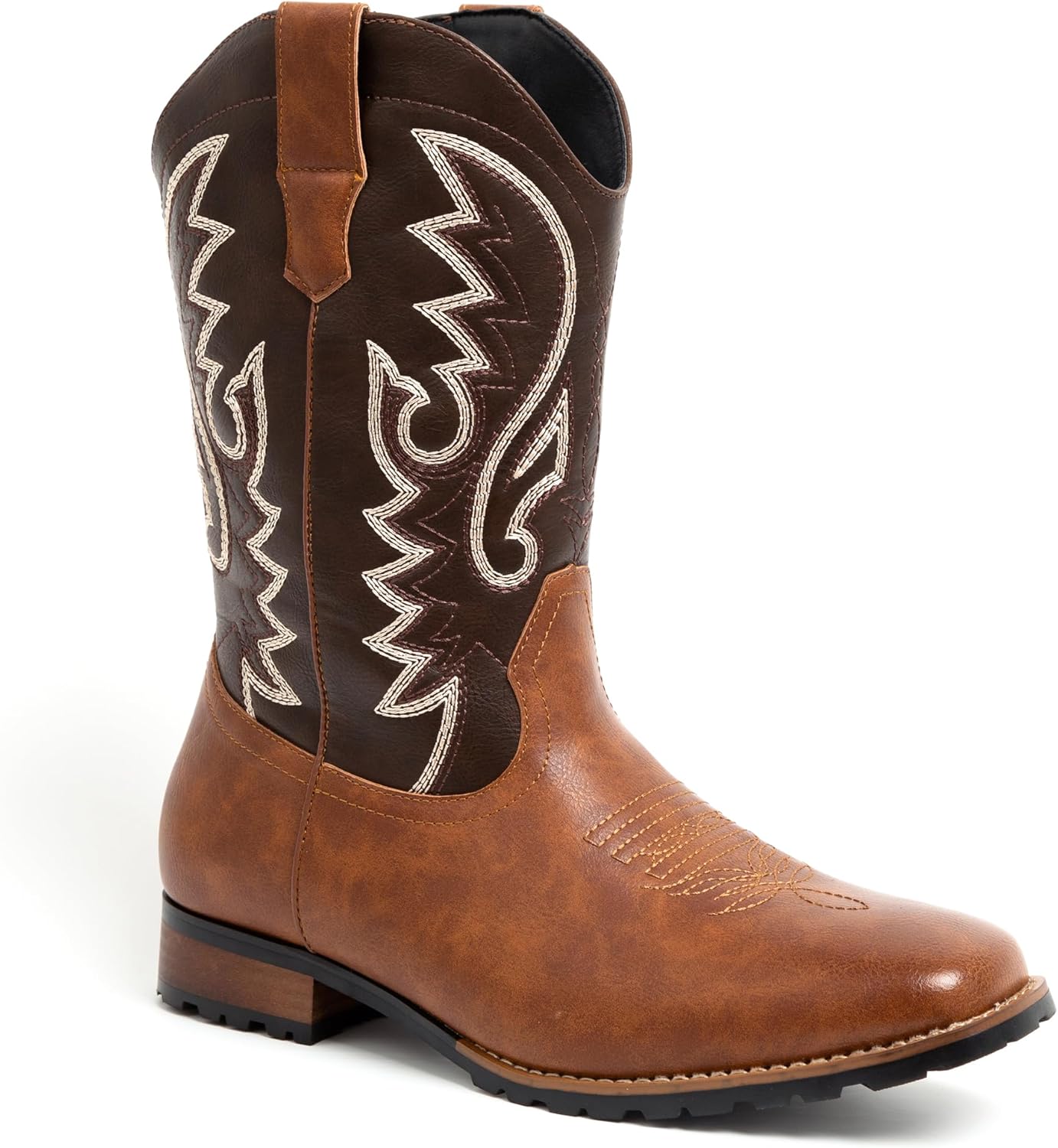 

Мужские ковбойские западные ботинки Metrocharm с вышивкой и квадратным носком WESTERN-03, темно-коричневый