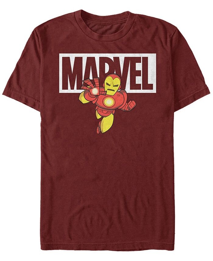 

Мужская классическая футболка с коротким рукавом и мультяшным логотипом Marvel «Железный человек» Fifth Sun, красный