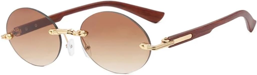 

Стильные ретро-солнцезащитные очки без оправы с защитой от УФ-излучения, металлические, для мужчин и женщин, для путешествий и активного отдыха TVTBBVV, Gold-gradientbrown