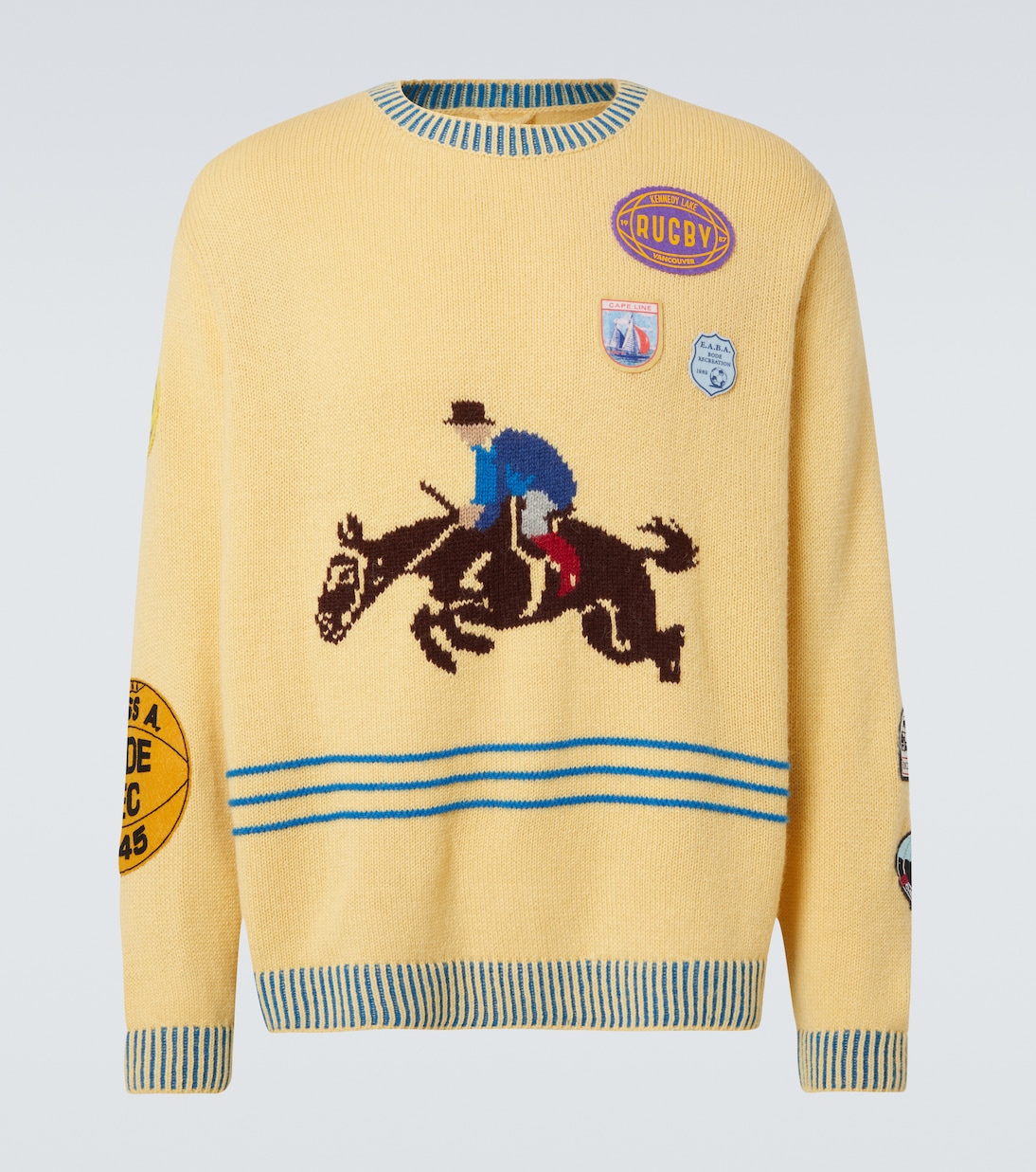 

Джемпер с аппликацией Jockey из альпаки и шерсти Bode, желтый
