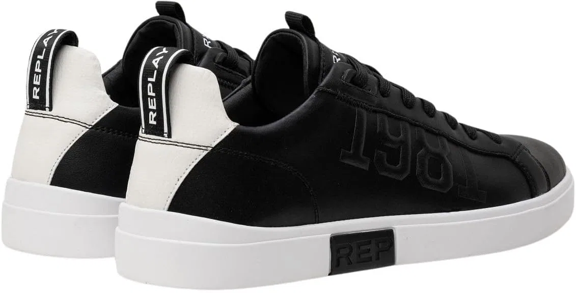 Кроссовки Replay Herren Sneaker aus Leder, 008 Black White — фото 2