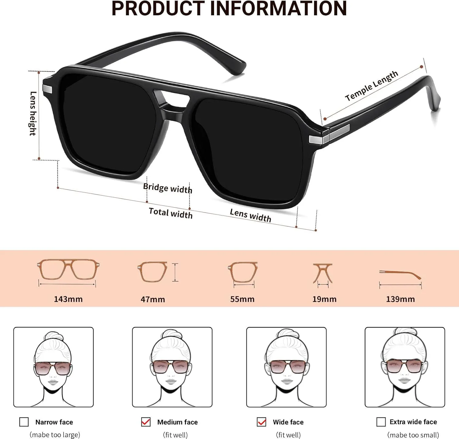 

Ретро-солнцезащитные очки-авиаторы для женщин и мужчин, классический винтаж 70-х и 90-х годов, модные квадратные очки-авиаторы AOJINOJO, Black/Grey+tortoise/Brown