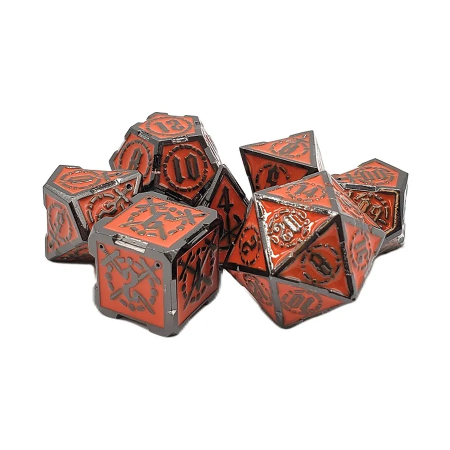 

Набор Poly Set — оранжевый сапфир с черным (7), Metal Dice - Knights of the Round Table