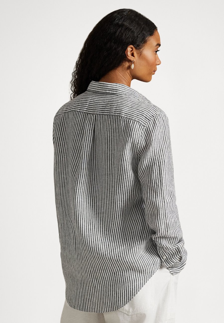 Блуза Polo Ralph Lauren CLASSIC FIT STRIPED LINEN SHIRT, Black/White/Black — фото 3