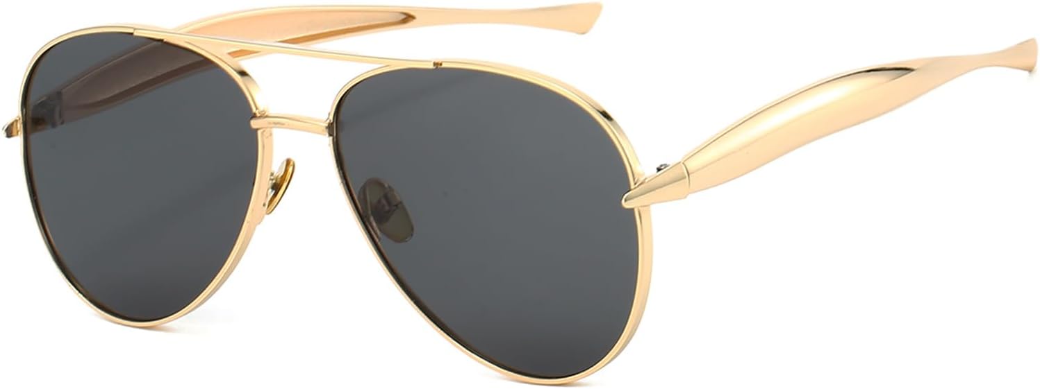 

Ретро золотые солнцезащитные очки-авиаторы для женщин и мужчин, модные большие солнцезащитные очки-авиаторы в стиле 70-х, металлические винтажные очки REELORATTA, Black