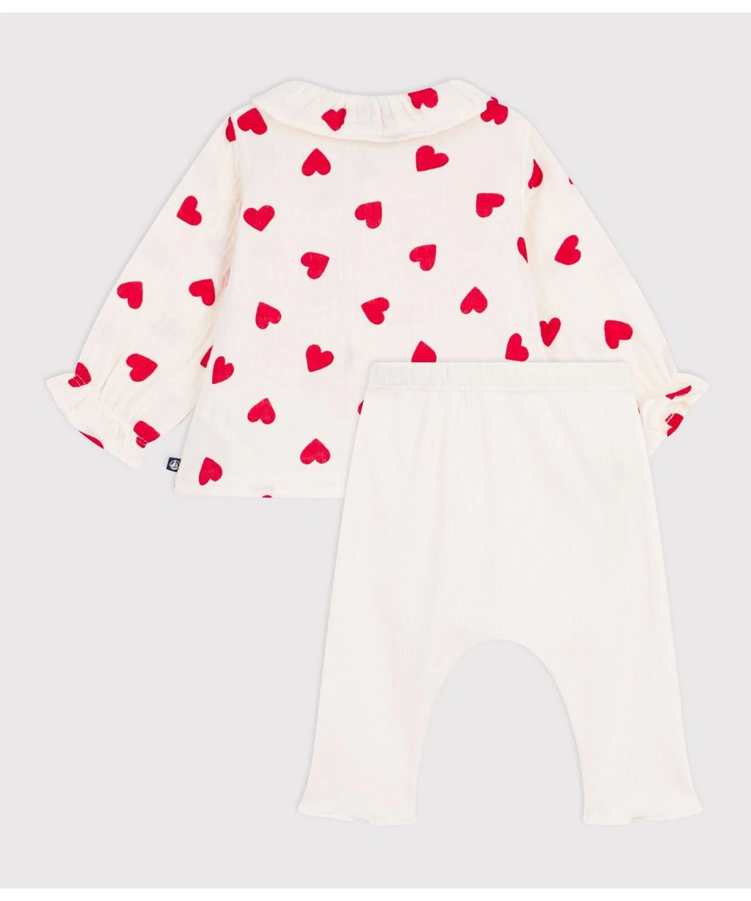 Детский комплект из хлопка с сердечками PETIT BATEAU бежевый — фото 4