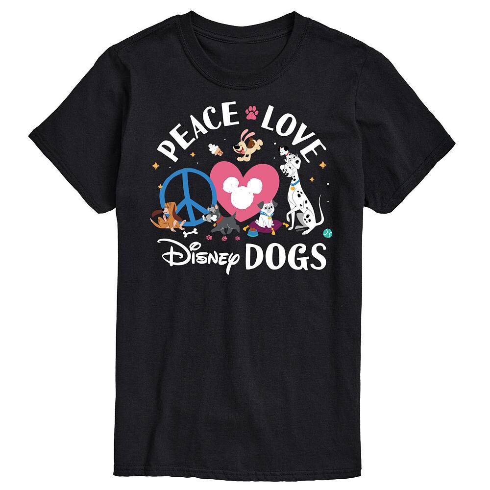 

Мужская футболка с рисунком Disney's Peace Love Dogs, черный