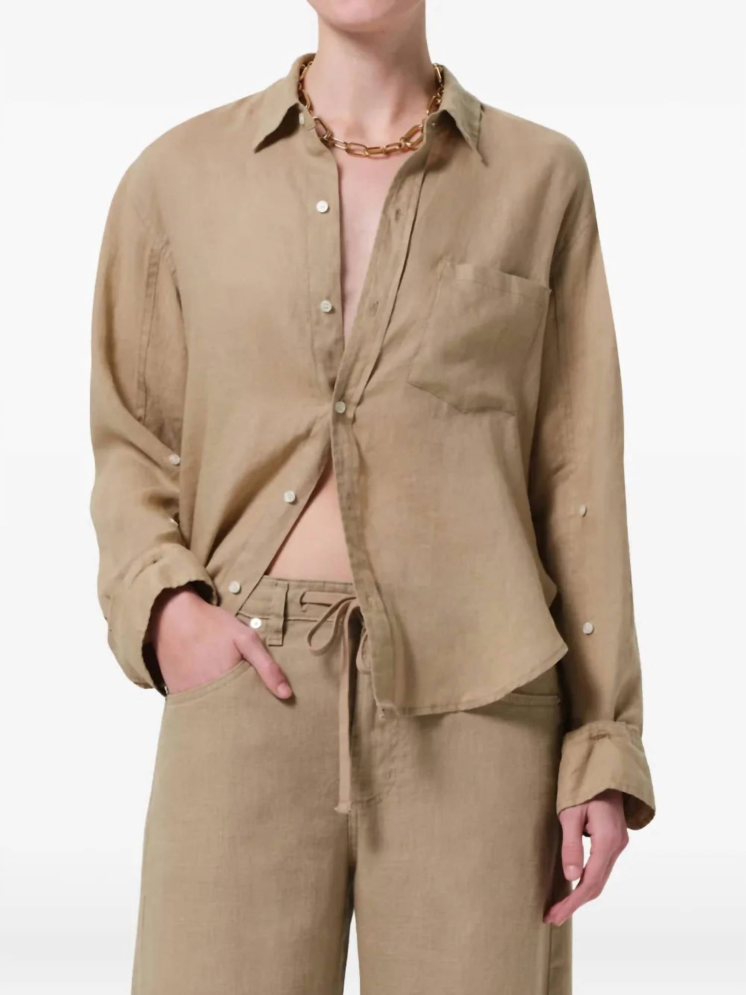 

Кайла Сморщенная льняная рубашка в Гоби Citizens of Humanity, Gobi