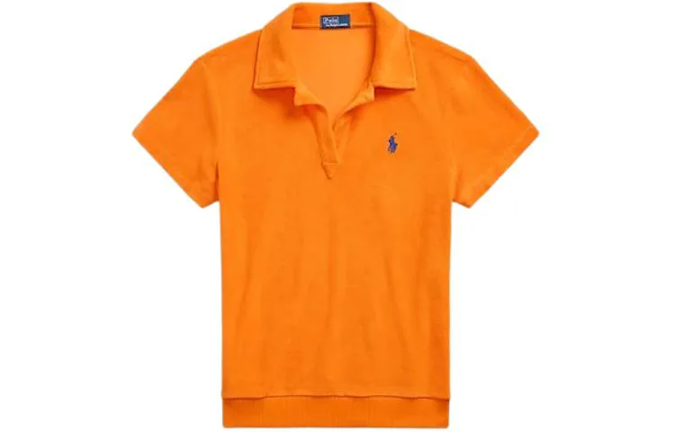 

Поло с вышитым пони из махровой ткани Polo Ralph Lauren, оранжевый