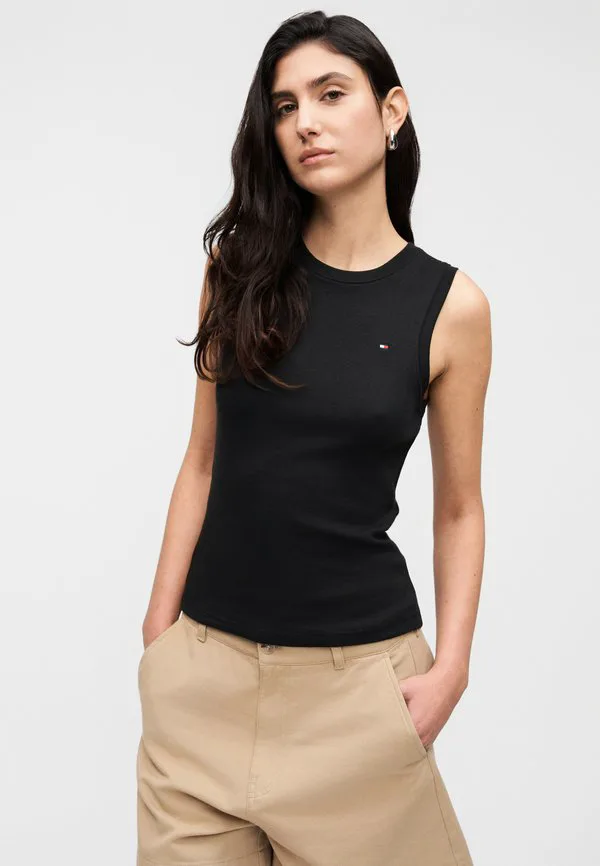Облегающая майка с круглым вырезом Tommy Hilfiger, Black — фото 4