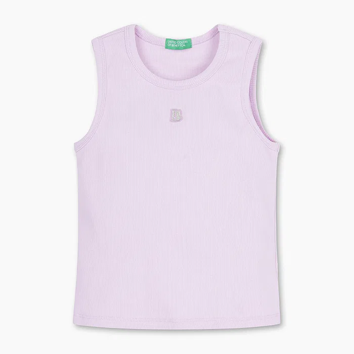 Детская майка-рингер лавандового цвета от Benetton Kids