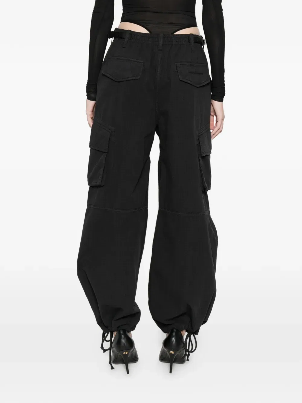Брюки-карго на шнуровке Alexander Wang, черный — фото 4
