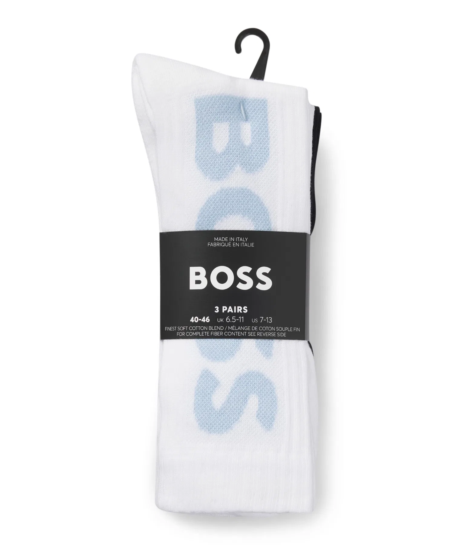 Набор из 3 пар хлопковых носков BOSS с логотипом, длиной до щиколотки.