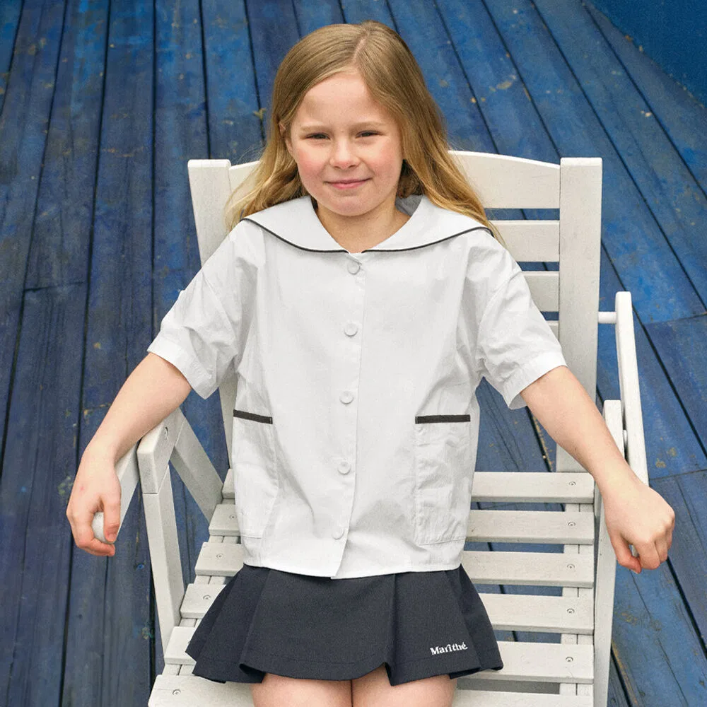 Детская белая блузка с короткими рукавами в морском стиле от Marithé Kids
