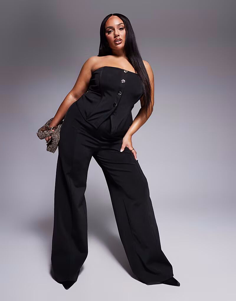 

Прямые бандажные брюки ASOS DESIGN Curve черного цвета