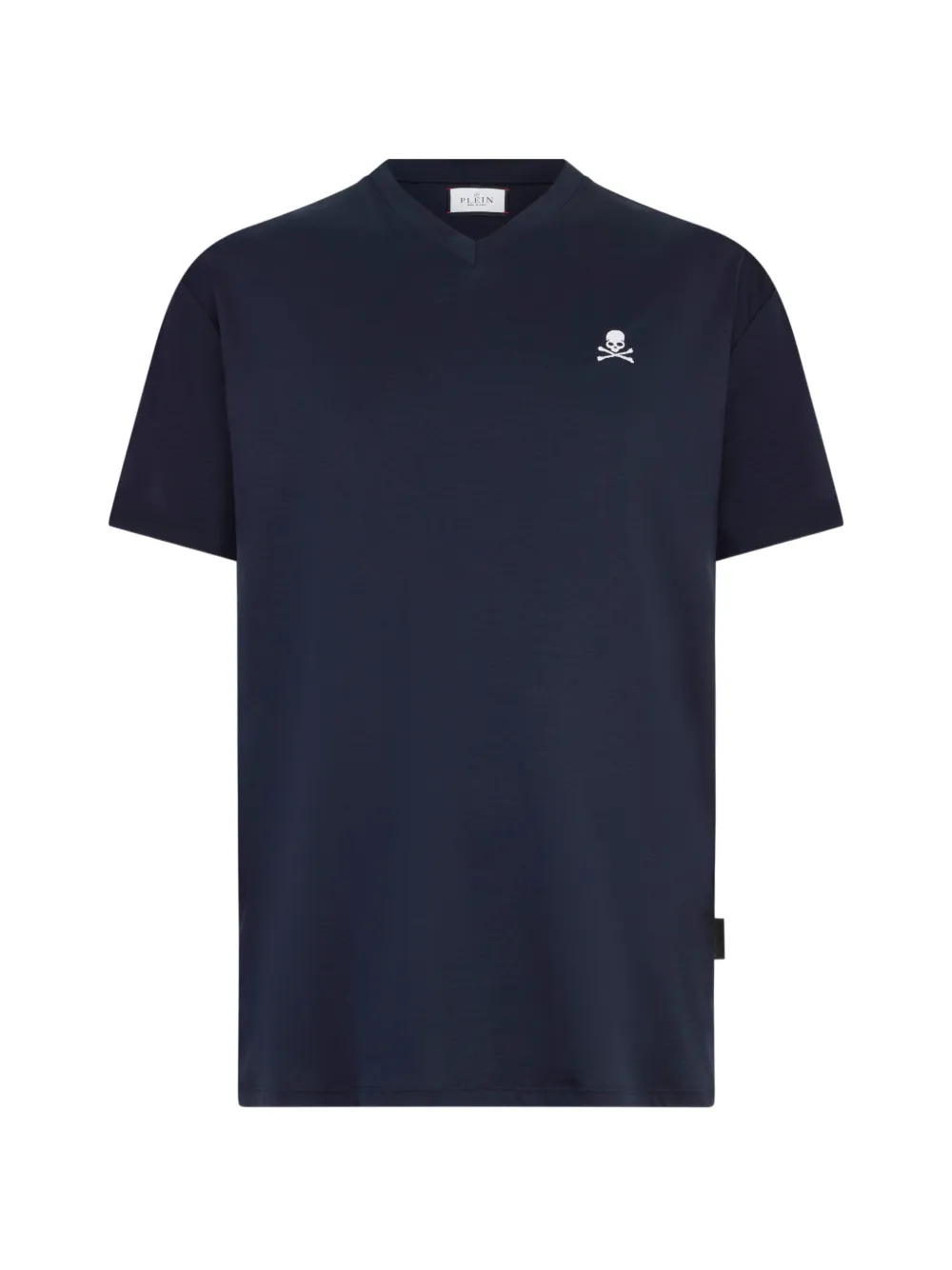 

Футболка с V-образным вырезом и вышивкой в виде черепа Philipp Plein, синий
