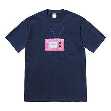 

Футболка ss18 tv tee navy printing short sleeve navy blue Supreme, синий