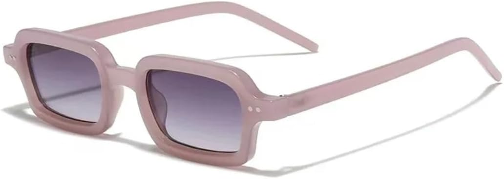 

Ретро маленькие прямоугольные солнцезащитные очки-гелевые защитные очки для женщин с защитой от УФ-излучения UV400, модные заклепки, мужские панк-очки с градиентом UUPTTPL, Pink Gray