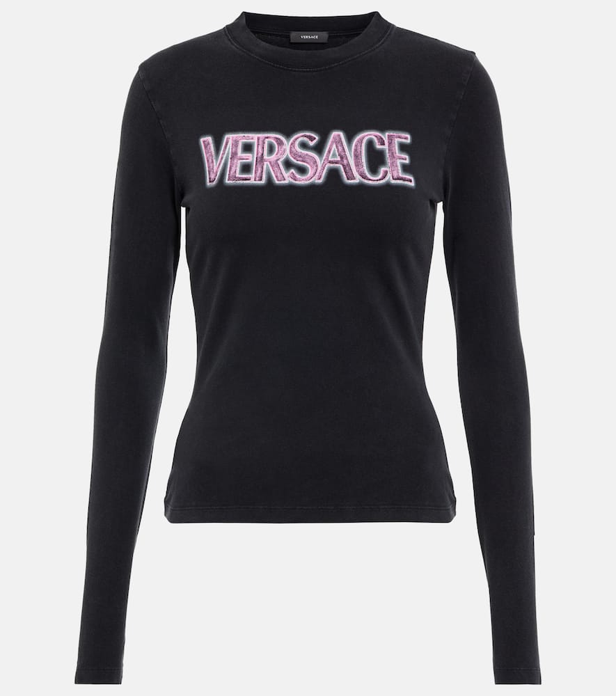 

Футболка с длинным рукавом и логотипом Goddess Versace, Black-Fuxia