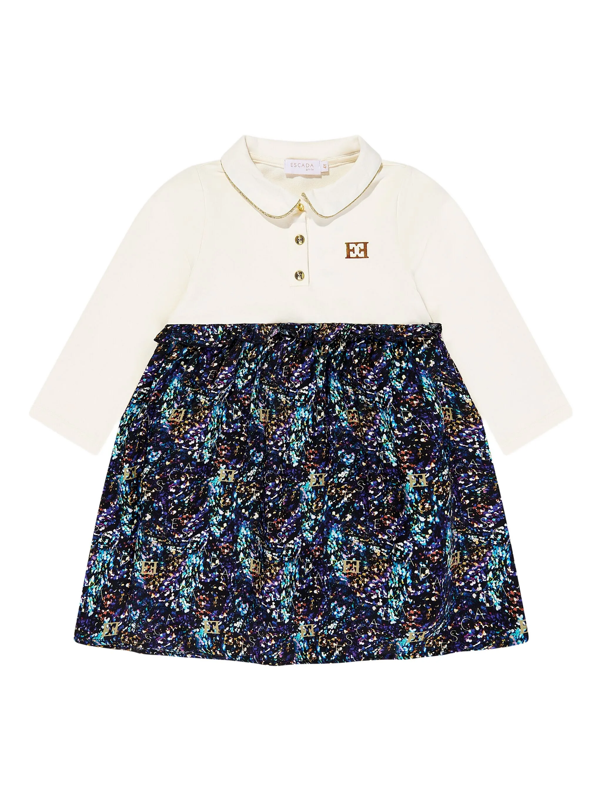 

Платье с воротником поло и графичным принтом Escada Kids, белый