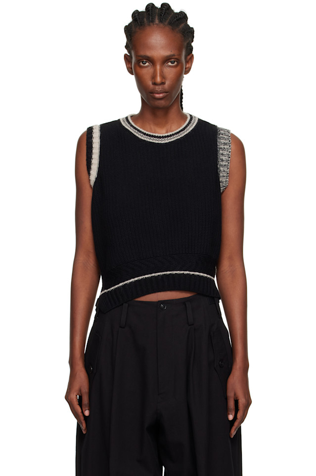 

Y'S Черный вязаный свитер с узором