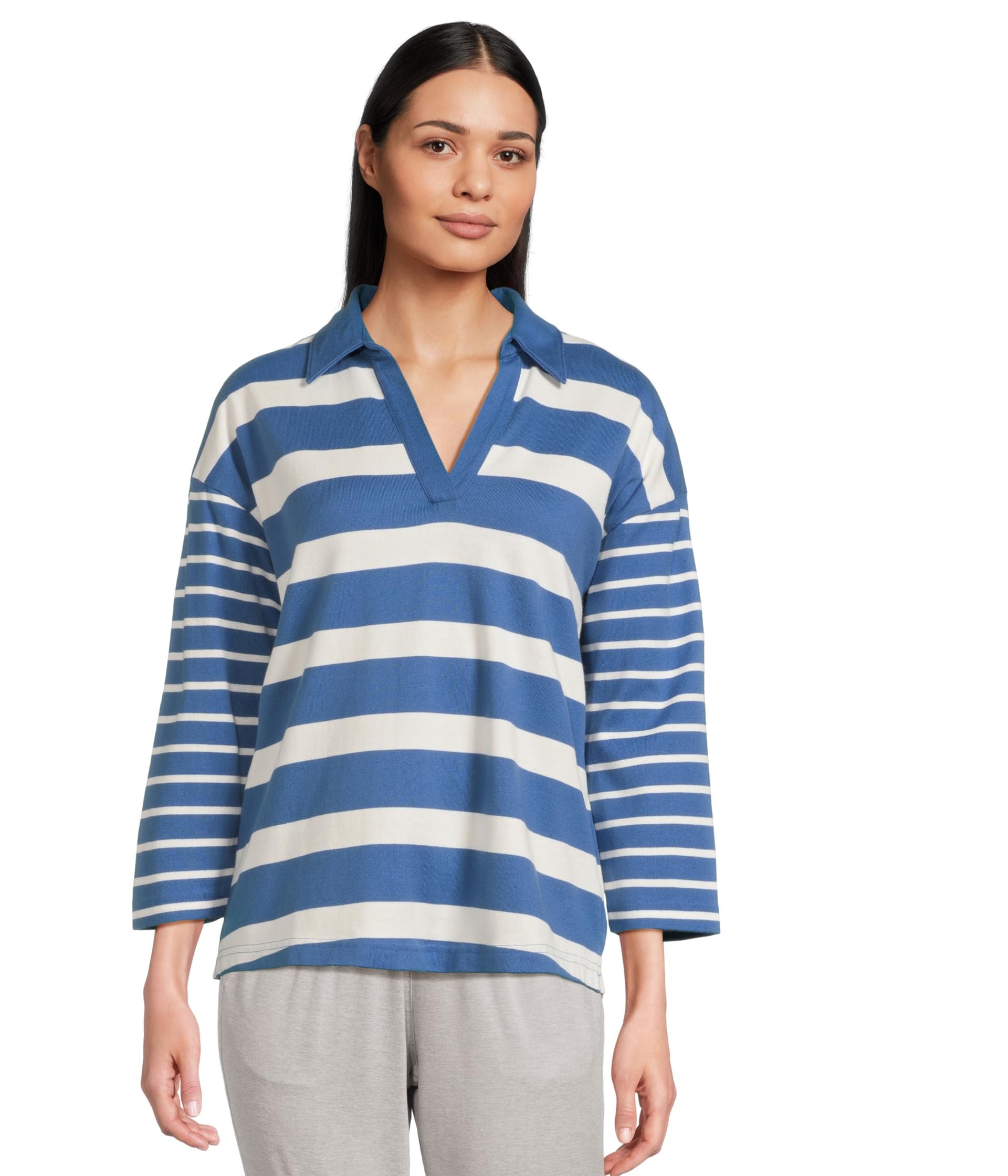 

Поло L.L.Bean Heritage Mariner Split-Neck Polo Blocked Stripe, цвет Bright Blue Blocked Stripe