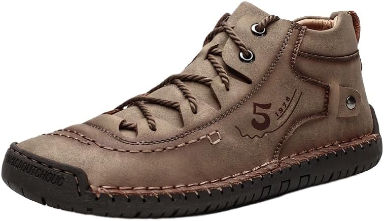 

Мужские повседневные кожаные ботинки-чанка на щиколотку, слипоны, легкие лоферы средней высоты для прогулок и вождения, доступны варианты с мехом и без меха Hhhchpm, хаки