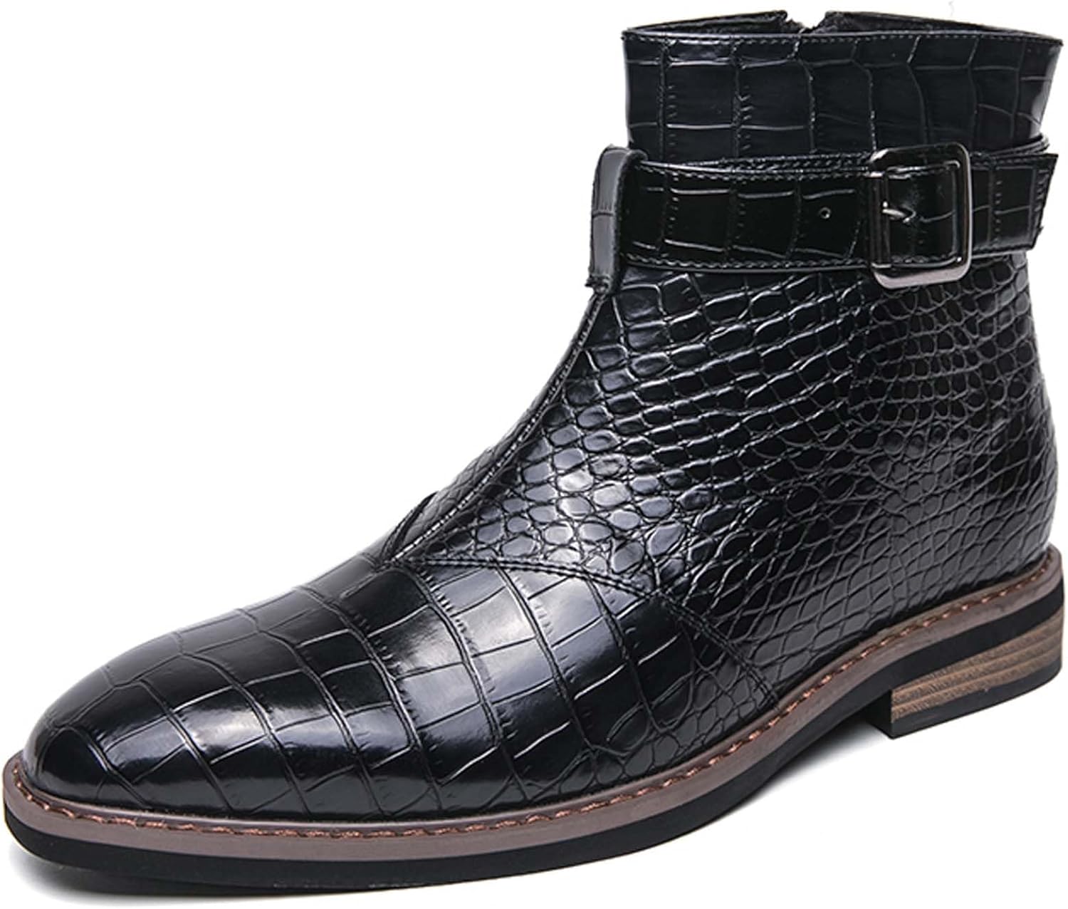 

Мужские винтажные ботинки Челси с заостренным носком, боковой молнией, деловые формальные ботинки до щиколотки, подходят для повседневной работы в офисе и участия в официальных мероприятиях Generic, черный