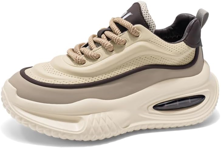 

Мужские прогулочные массивные кроссовки, модные кеды для мужчин, повседневные удобные противоскользящие туфли на платформе, легкая ретро-повседневная обувь Yebonsho, бежевый