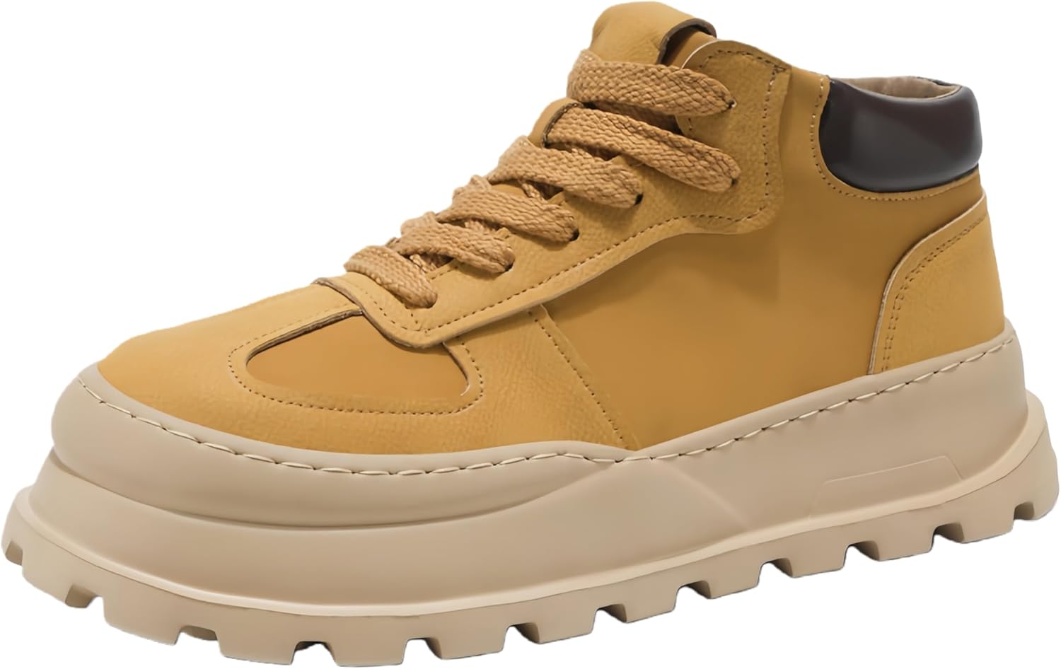 

Мужские спортивные повседневные туфли с толстой подошвой - шнуровка, универсальные, дышащие, высокие мужские кроссовки Clolinde, светло-коричневый