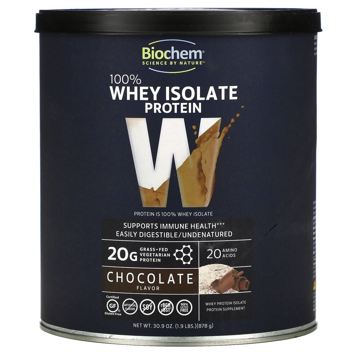 

Biochem 100% Whey Isolate Protein Chocolate Flavor 30.9 oz (878 g)