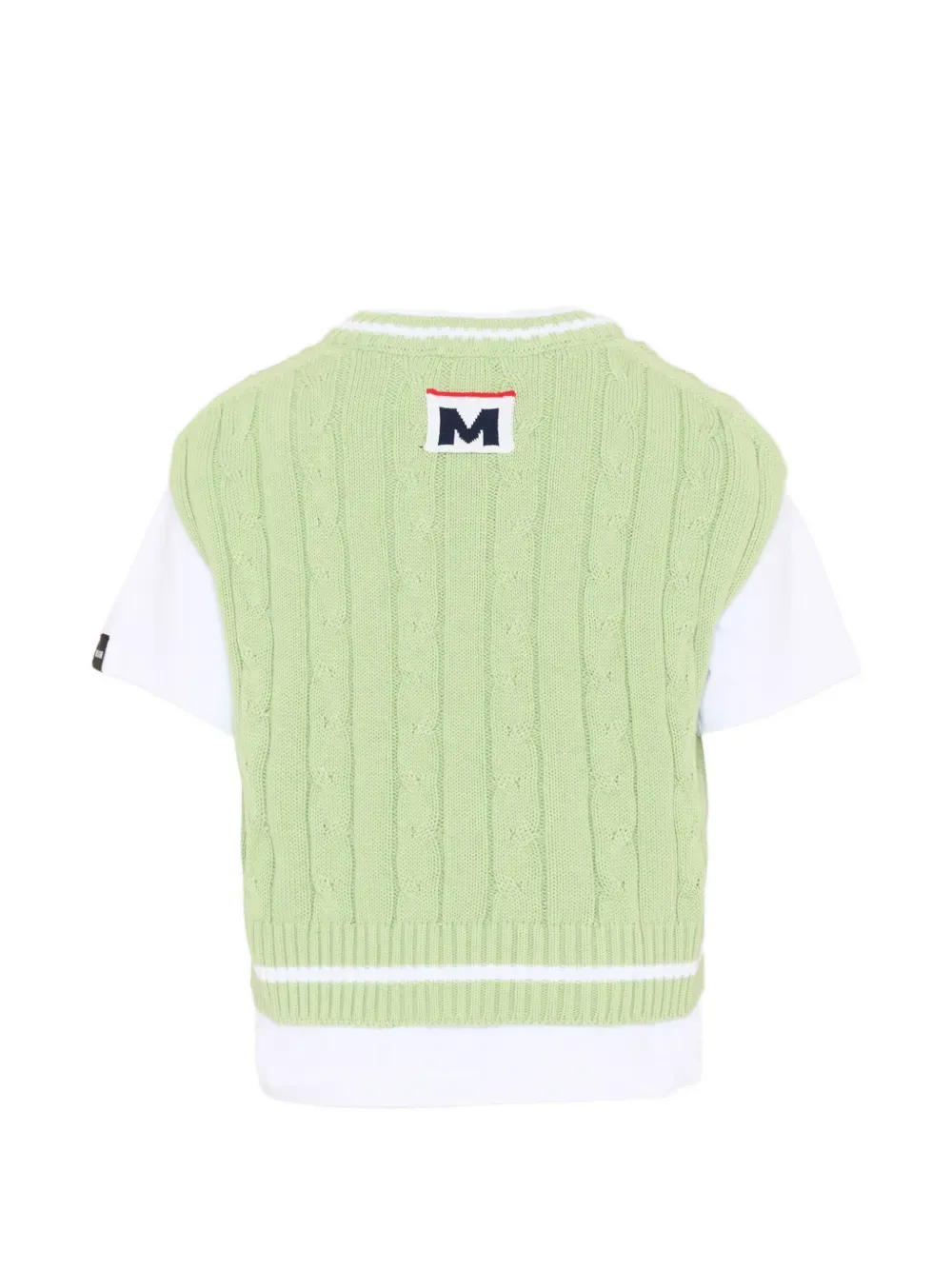 Футболка с круглым вырезом и ажурной вязкой MSGM Kids, зеленый — фото 2