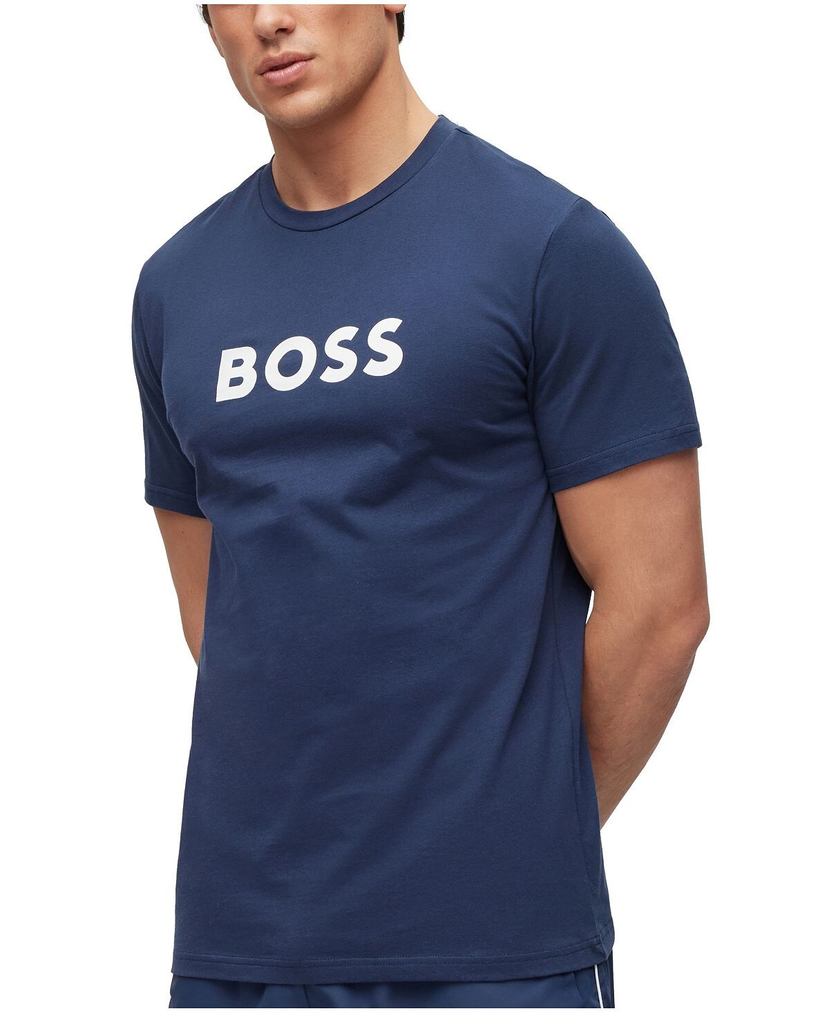 

Мужская хлопковая футболка свободного кроя с контрастным логотипом Hugo Boss