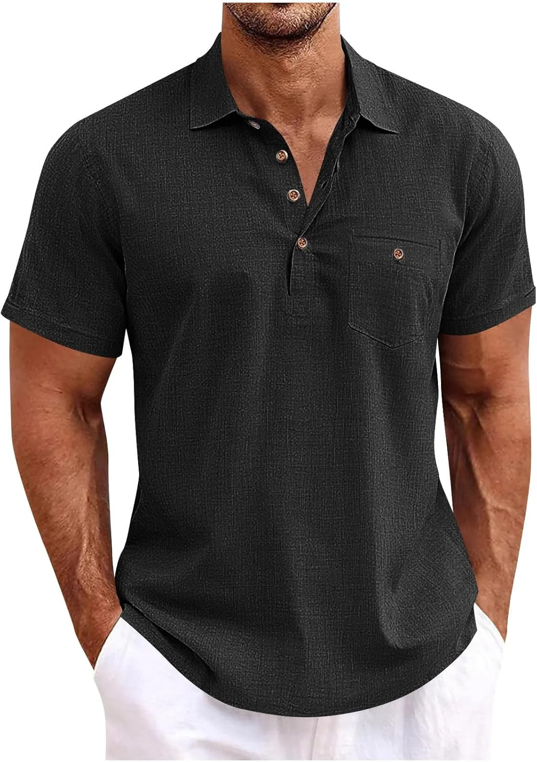 

Мужская рубашка хенли с коротким рукавом