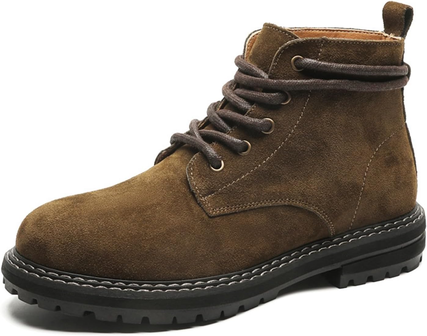 

Универсальная мужская классическая прочная рабочая мотоциклетная обувь, модные сапоги с круглым носком, мужские ботинки без шнурков, зимние Generic, коричневый