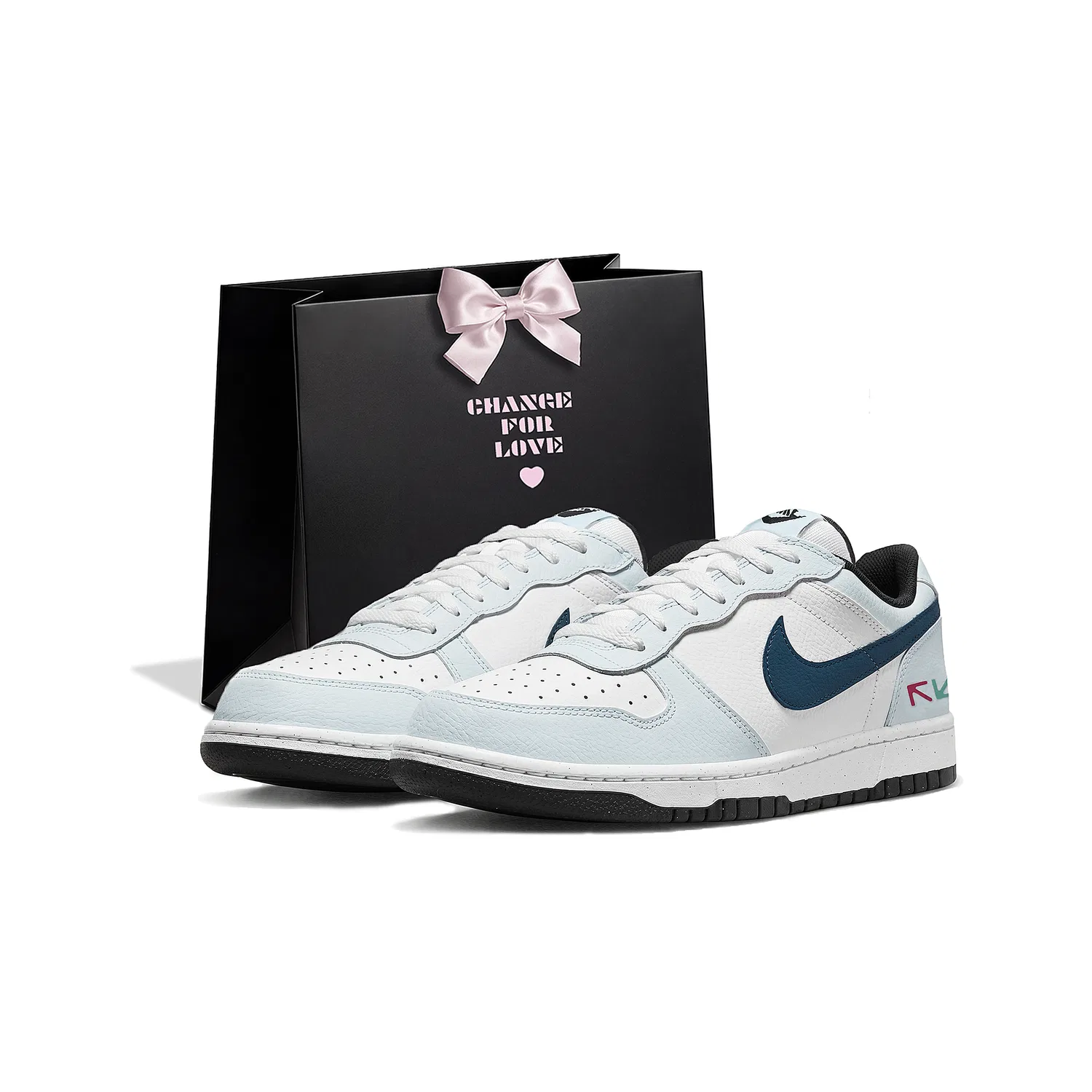 Кроссовки кожаные Nike Big Light Blue White