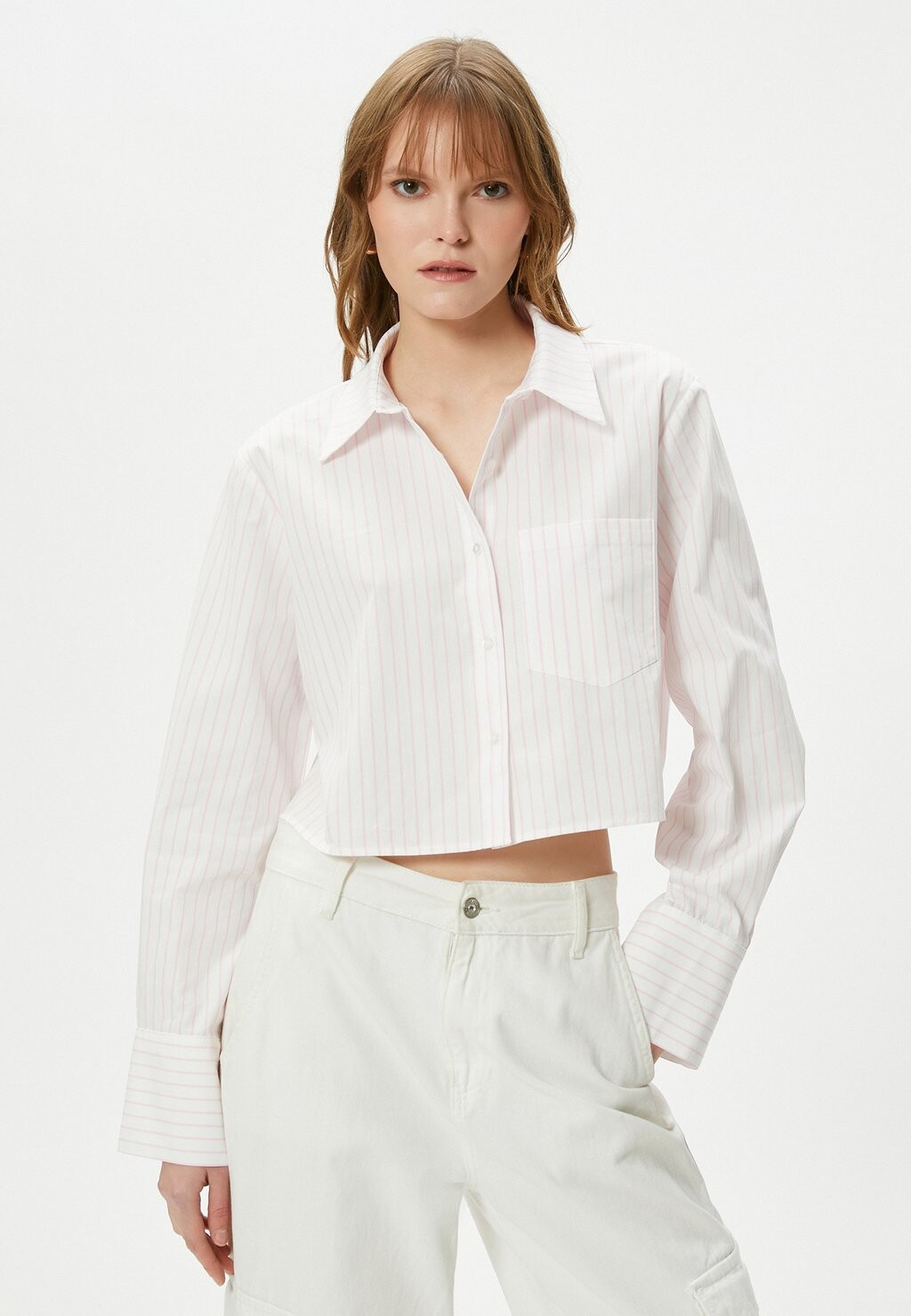 

Блузка-рубашка Long Sleeve Crop Koton, белая