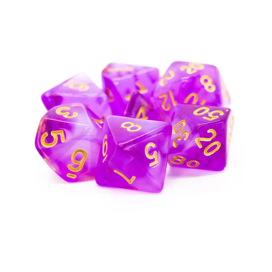 

Полиэфирный комплект Светло-фиолетовый с золотом (7), Acrylic-Resin Dice - Nebula