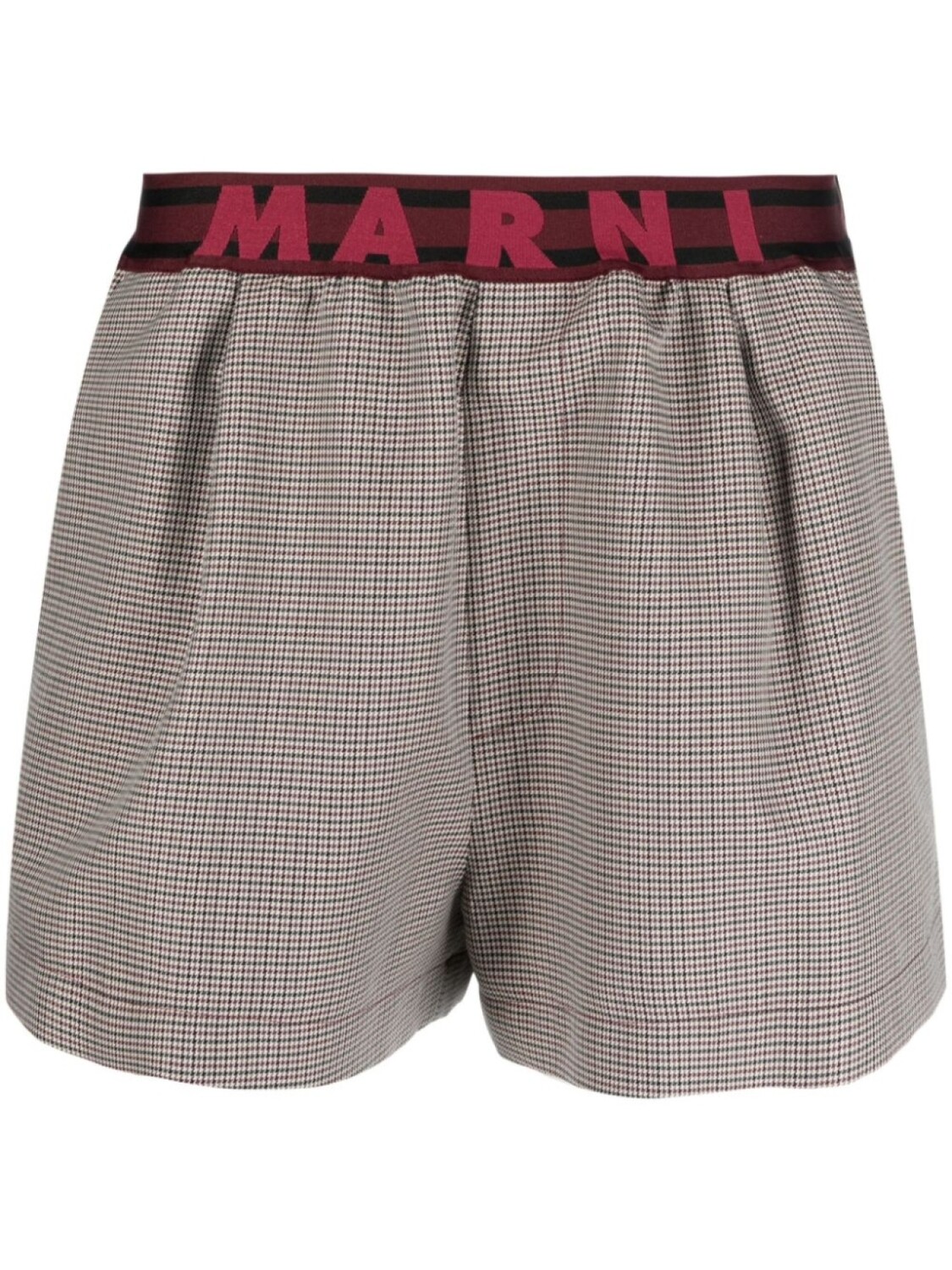 

Marni шорты в клетку с логотипом на поясе, нейтральный цвет