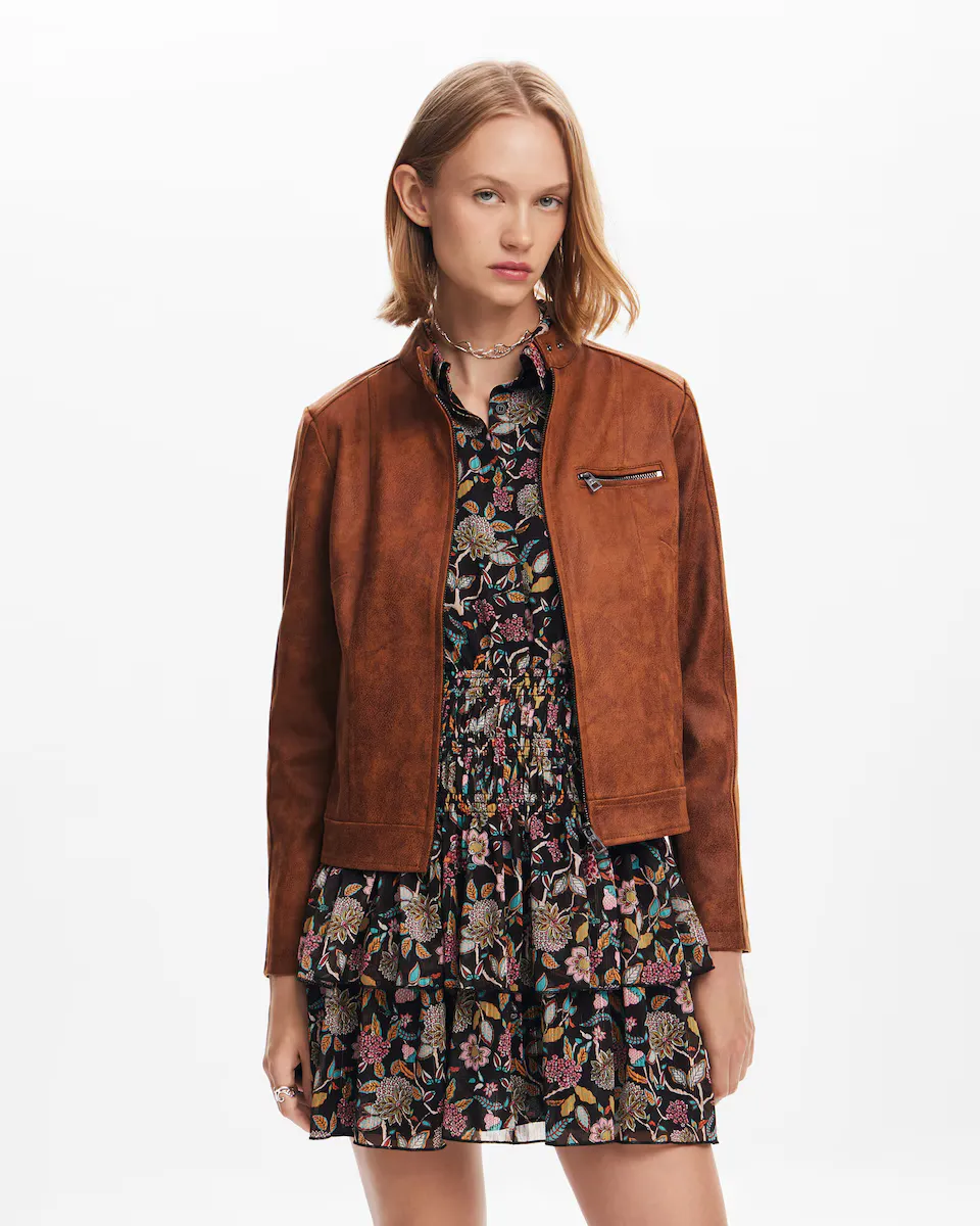

Женская косуха на молнии Desigual, коричневый
